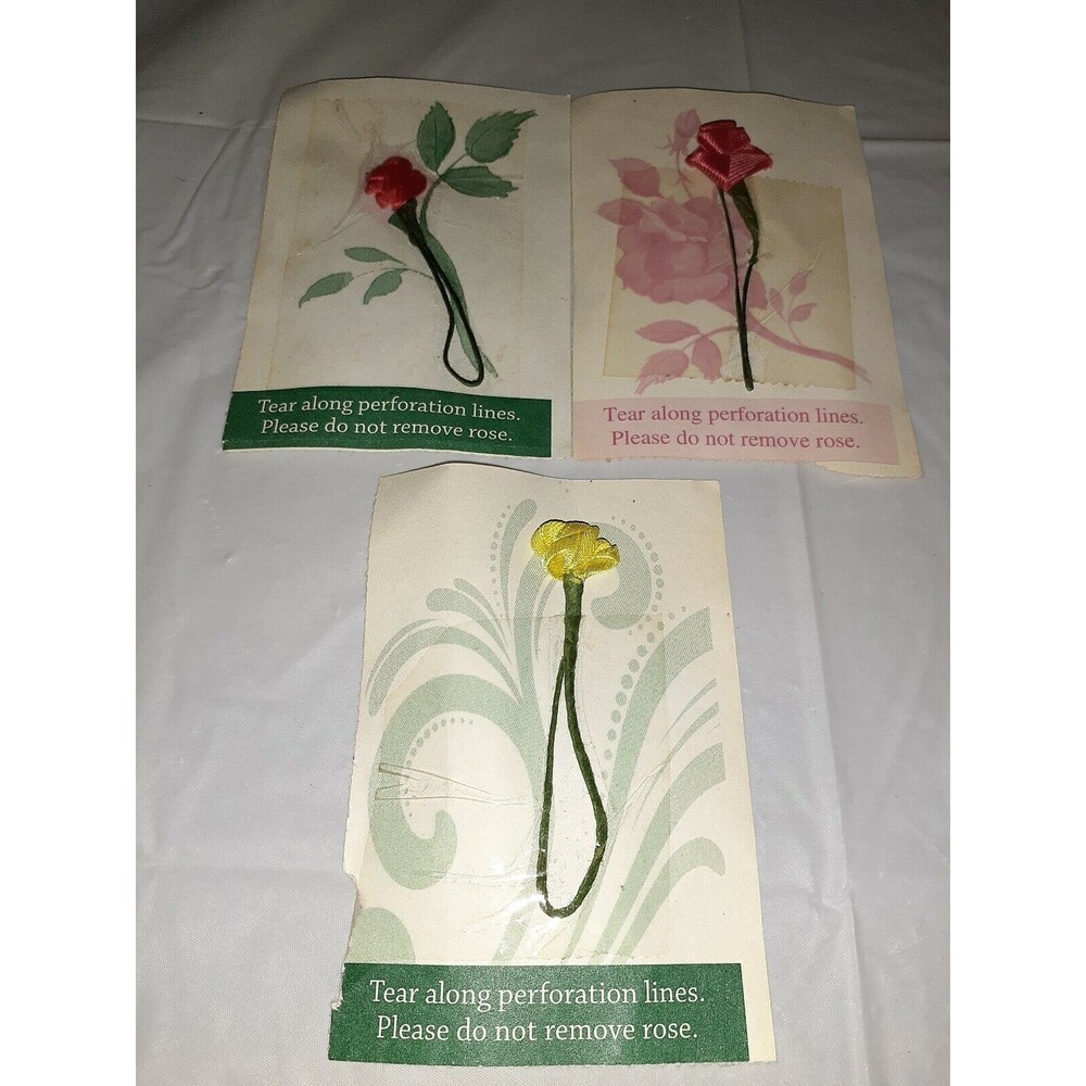 Vintage Mini Fabric Roses Lot Of Three Crafts Sewing Decor Embellishment
